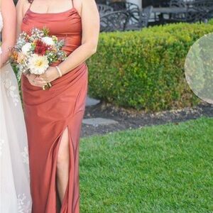 David's Bridal Cinnamon Charmeuse